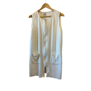 White Sleeveless Textured Zip Up Casual Swim Coverup XL